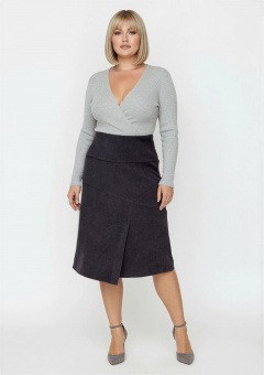 Юбка из вельвета баклажан